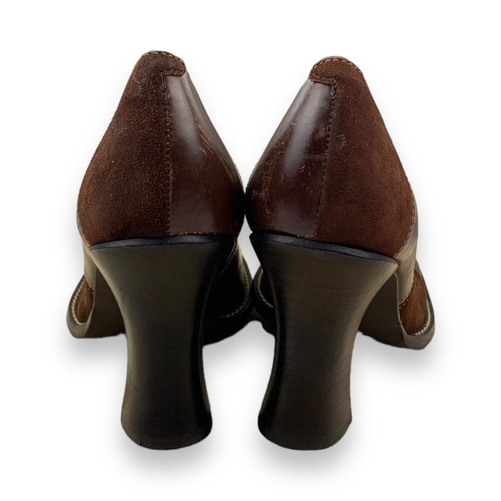 Two Lips Brown Leather Suede Patchwork Square Toe… - image 4